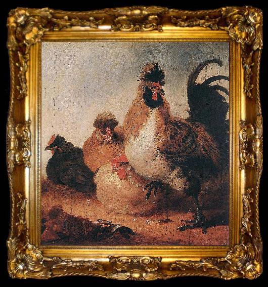framed  Aelbert Cuyp Rooster and Hens., ta009-2